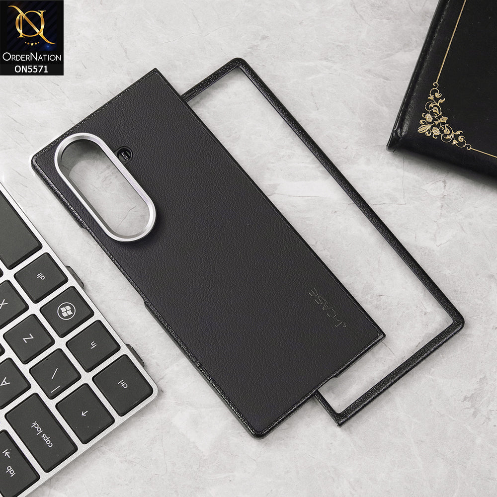 Samsung Galaxy Z Fold 7 Cover - Black - J-case Premium Leather Texture Case