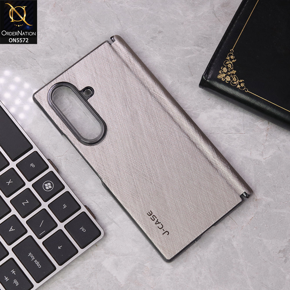 Samsung Galaxy Z Fold 7 Cover - Gray - J-case Premium Leather Texture Protective Case