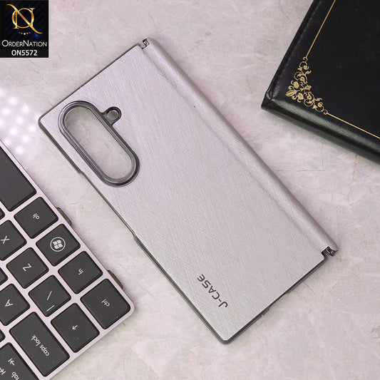 Samsung Galaxy Z Fold 7 Cover - Silver - J-case Premium Leather Texture Protective Case