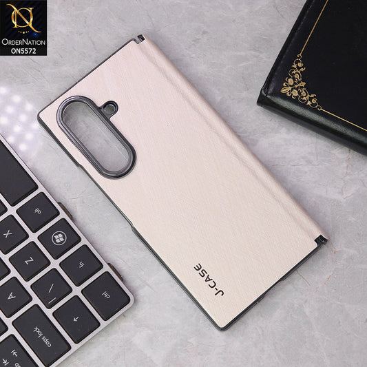 Samsung Galaxy Z Fold 7 Cover - White - J-case Premium Leather Texture Protective Case