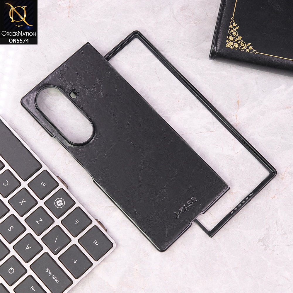Samsung Galaxy Z Fold 7 Cover - Black - J-case Premium Leather Texture Case