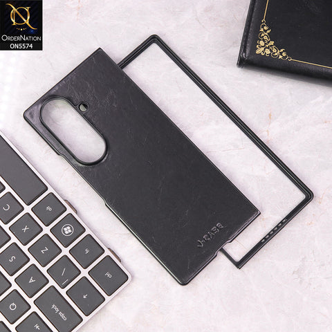 Samsung Galaxy Z Fold 7 Cover - Black - J-case Premium Leather Texture Case