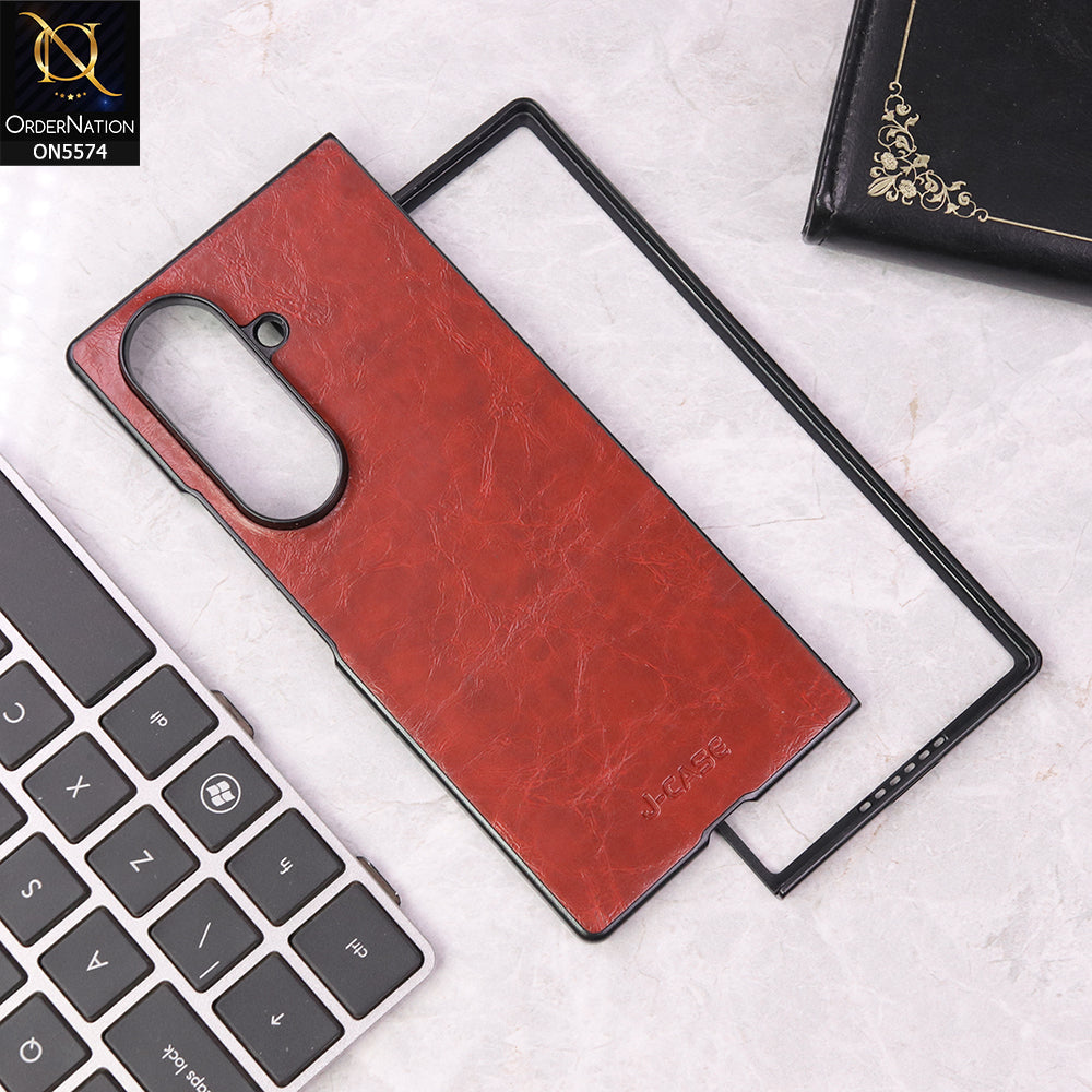 Samsung Galaxy Z Fold 7 Cover - Red - J-case Premium Leather Texture Case