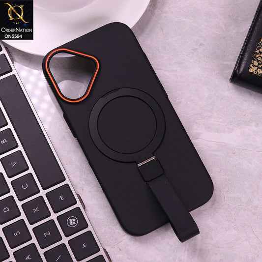iPhone 17 Cover - Black -  Trendy Magsafe Magnetic Kickstand Holder With Silicon Grip Protective Hard Shell Case