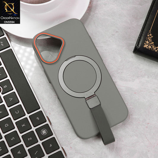iPhone 17 Cover - Gray -  Trendy Magsafe Magnetic Kickstand Holder With Silicon Grip Protective Hard Shell Case