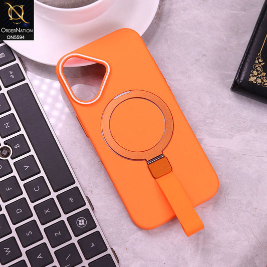 iPhone 17 Cover - Orange -  Trendy Magsafe Magnetic Kickstand Holder With Silicon Grip Protective Hard Shell Case