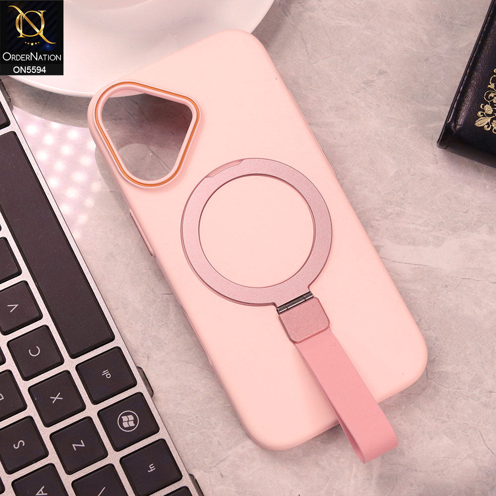 iPhone 17 Cover - Pink -  Trendy Magsafe Magnetic Kickstand Holder With Silicon Grip Protective Hard Shell Case