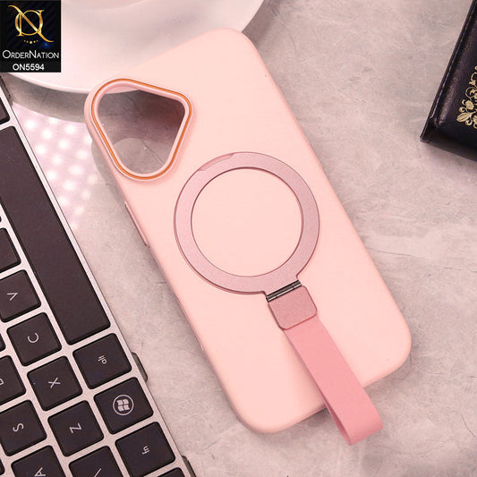 iPhone 17 Cover - Pink -  Trendy Magsafe Magnetic Kickstand Holder With Silicon Grip Protective Hard Shell Case