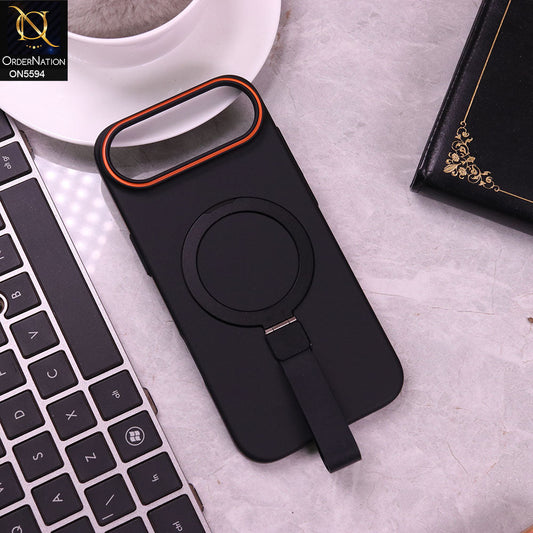 iPhone 17 Air  Cover - Black -  Trendy Magsafe Magnetic Kickstand Holder With Silicon Grip Protective Hard Shell Case