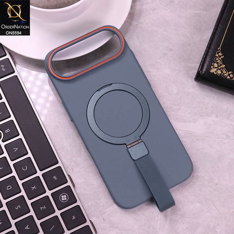 iPhone 17 Air  Cover - Blue -  Trendy Magsafe Magnetic Kickstand Holder With Silicon Grip Protective Hard Shell Case