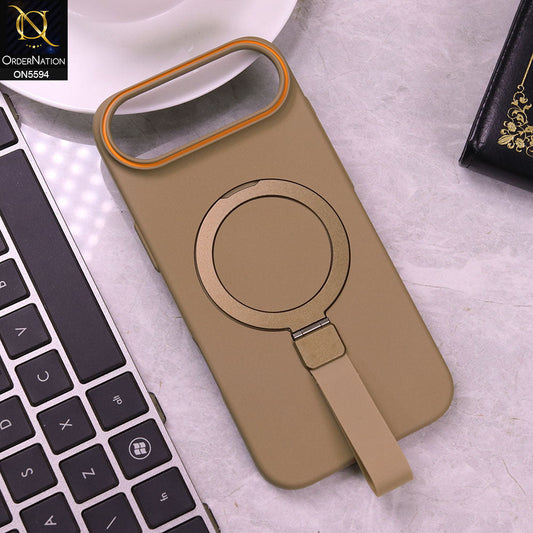 iPhone 17 Air  Cover - Brown -  Trendy Magsafe Magnetic Kickstand Holder With Silicon Grip Protective Hard Shell Case