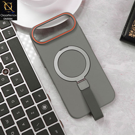 iPhone 17 Air  Cover - Gray -  Trendy Magsafe Magnetic Kickstand Holder With Silicon Grip Protective Hard Shell Case