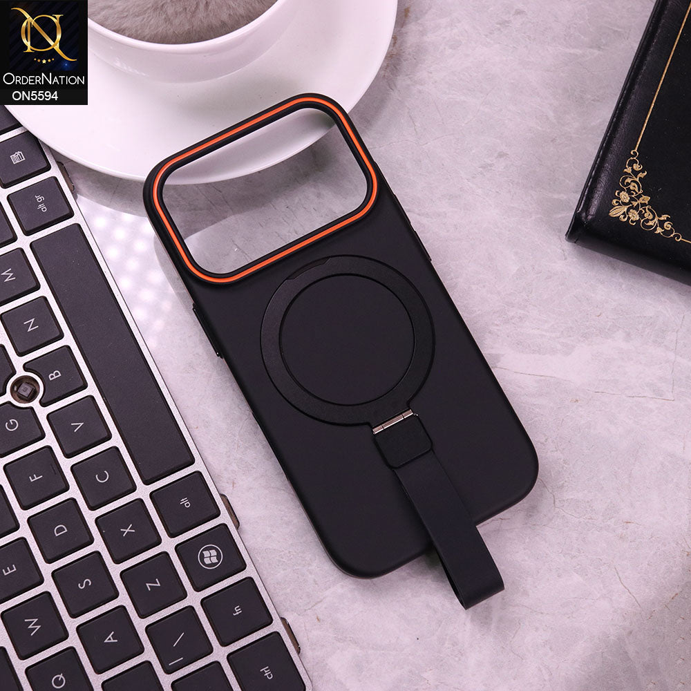 iPhone 17 Pro  Cover - Black -  Trendy Magsafe Magnetic Kickstand Holder With Silicon Grip Protective Hard Shell Case