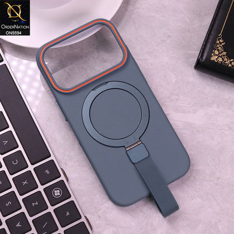 iPhone 17 Pro  Cover - Blue -  Trendy Magsafe Magnetic Kickstand Holder With Silicon Grip Protective Hard Shell Case