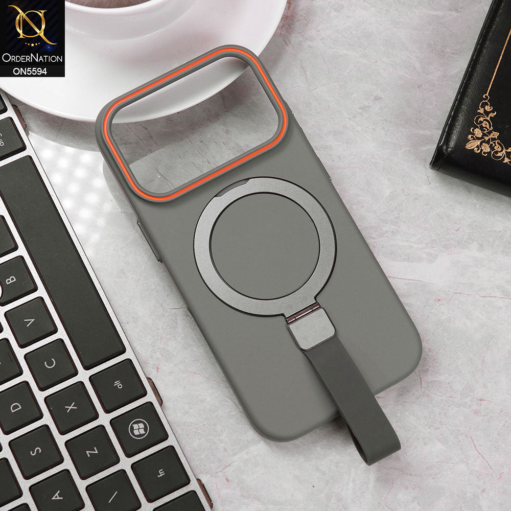 iPhone 17 Pro  Cover - Gray -  Trendy Magsafe Magnetic Kickstand Holder With Silicon Grip Protective Hard Shell Case