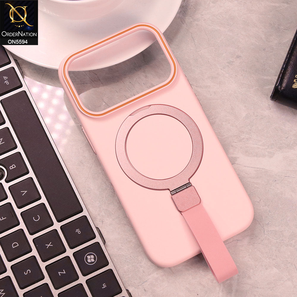 iPhone 17 Pro Max Cover - Pink -  Trendy Magsafe Magnetic Kickstand Holder With Silicon Grip Protective Hard Shell Case