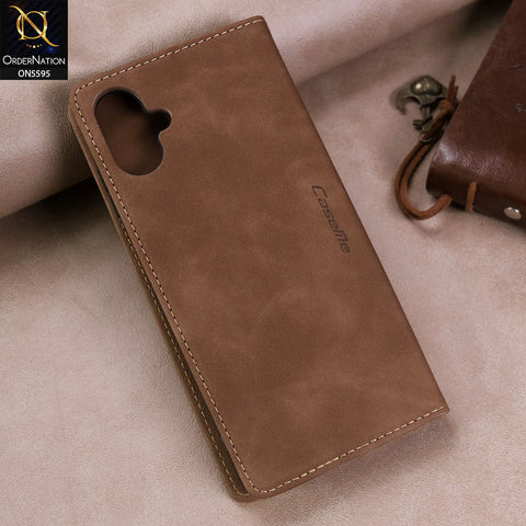Samsung Galaxy A06 Cover - Brown -  CaseMe Premium High Quality Wallet Magnetic Suede Leather Case