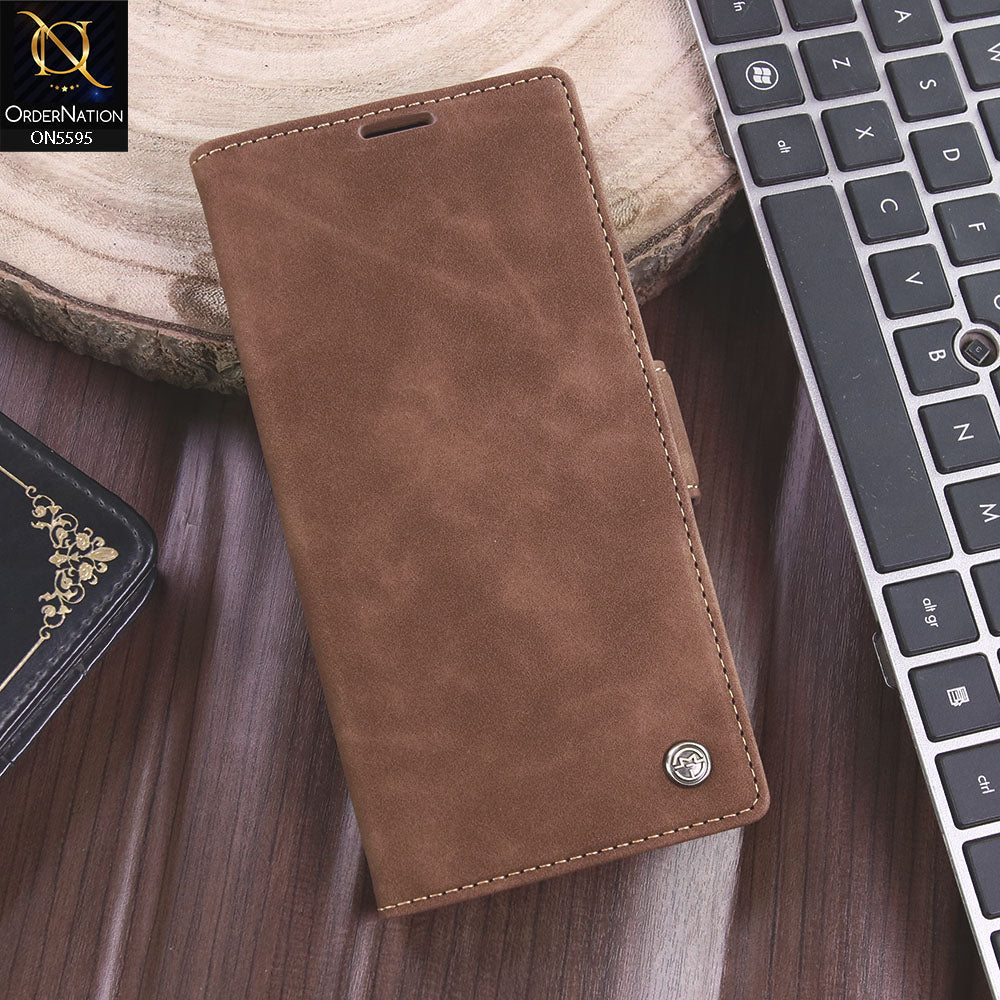 Samsung Galaxy A07 4G Cover - Brown - CaseMe Premium High Quality Wallet Magnetic Suede Leather Case