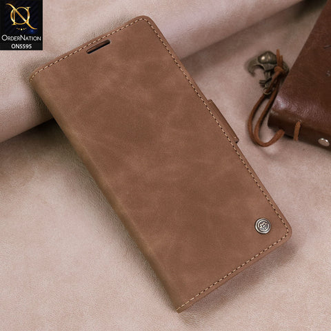 Samsung Galaxy A14 Cover - Brown -  CaseMe Premium High Quality Wallet Magnetic Suede Leather Case