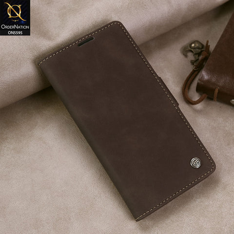 Samsung Galaxy Z Fold 7 Cover - Coffee -  CaseMe Premium High Quality Wallet Magnetic Suede Leather Case