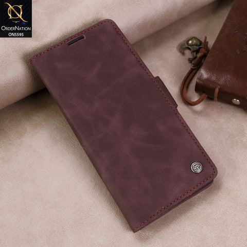 Samsung Galaxy Z Fold 7 Cover - Wine -  CaseMe Premium High Quality Wallet Magnetic Suede Leather Case
