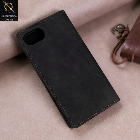 iPhone 16e Cover - Black -  CaseMe Premium High Quality Wallet Magnetic Suede Leather Case