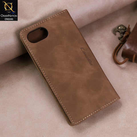 iPhone 16e Cover - Brown -  CaseMe Premium High Quality Wallet Magnetic Suede Leather Case