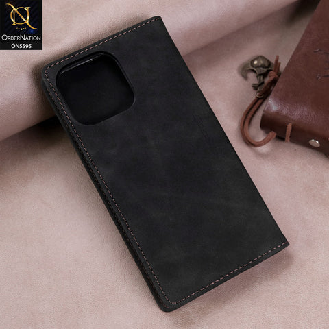 iPhone 16 Pro Max Cover - Black -  CaseMe Premium High Quality Wallet Magnetic Suede Leather Case