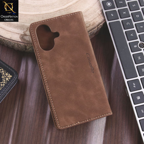 iPhone 17 Cover - Brown - CaseMe Premium High Quality Wallet Magnetic Suede Leather Case