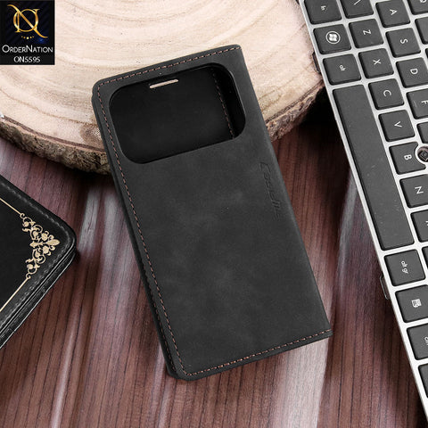 iPhone 17 Pro Cover - Black - CaseMe Premium High Quality Wallet Magnetic Suede Leather Case