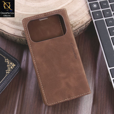 iPhone 17 Pro Cover - Brown - CaseMe Premium High Quality Wallet Magnetic Suede Leather Case