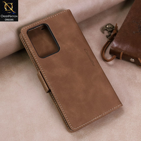 Samsung Galaxy Note 20 Ultra Cover - Brown -  CaseMe Premium High Quality Wallet Magnetic Suede Leather Case