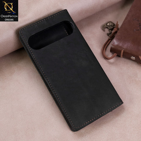 Google Pixel 10 Pro XL Cover - Black -  CaseMe Premium High Quality Wallet Magnetic Suede Leather Case