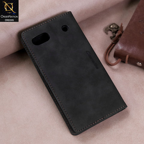 Google Pixel 6a Cover - Black -  CaseMe Premium High Quality Wallet Magnetic Suede Leather Case