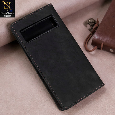 Google Pixel 6 Pro Cover - Black -  CaseMe Premium High Quality Wallet Magnetic Suede Leather Case