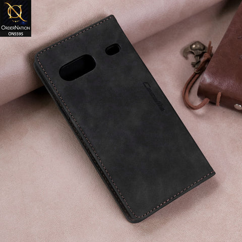 Google Pixel 7 Cover - Black -  CaseMe Premium High Quality Wallet Magnetic Suede Leather Case
