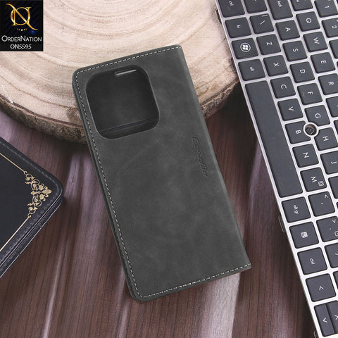 Xiaomi Redmi Note 14 4G Cover - Black - CaseMe Premium High Quality Wallet Magnetic Suede Leather Case
