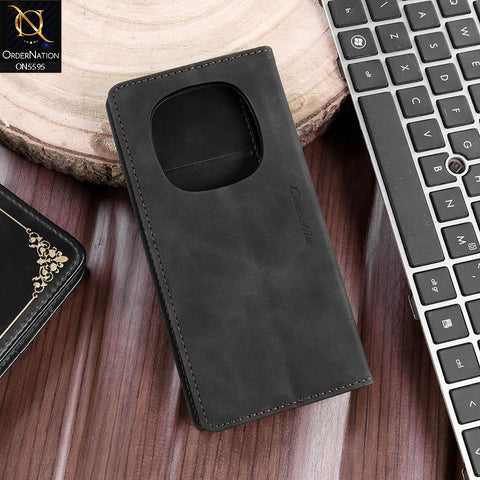 Xiaomi Redmi Note 14 Pro Plus 5G Cover - Black - CaseMe Premium High Quality Wallet Magnetic Suede Leather Case