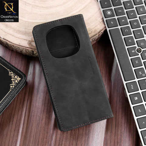 Xiaomi Redmi Note 14 Pro 4G Cover - Black - CaseMe Premium High Quality Wallet Magnetic Suede Leather Case