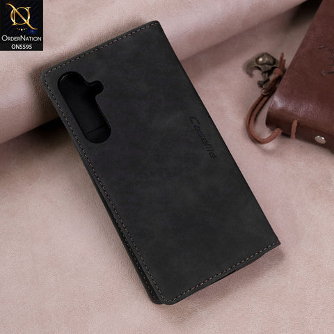 Samsung Galaxy S23 FE Cover - Black -  CaseMe Premium High Quality Wallet Magnetic Suede Leather Case