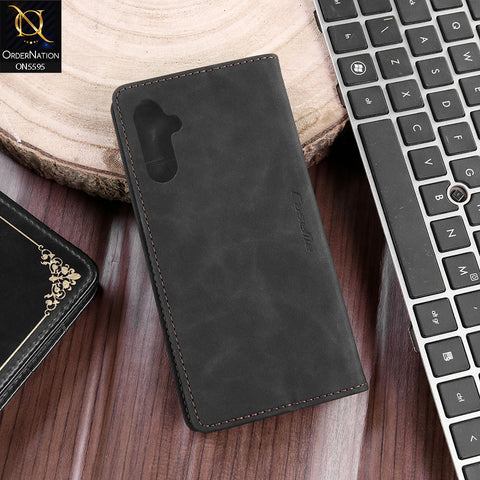 Samsung Galaxy S25 FE Cover - Black - CaseMe Premium High Quality Wallet Magnetic Suede Leather Case