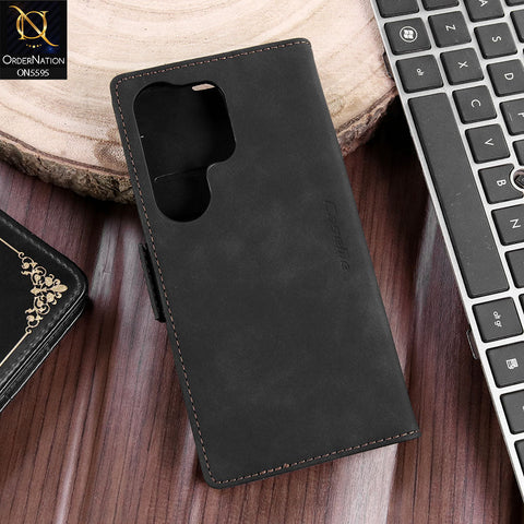 Samsung Galaxy S26 Ultra Cover - Black - CaseMe Premium High Quality Wallet Magnetic Suede Leather Case