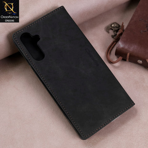 Samsung Galaxy A14 5G Cover - Black -  CaseMe Premium High Quality Wallet Magnetic Suede Leather Case