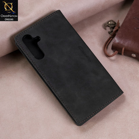 Samsung Galaxy A15 4G Cover - Black -  CaseMe Premium High Quality Wallet Magnetic Suede Leather Case