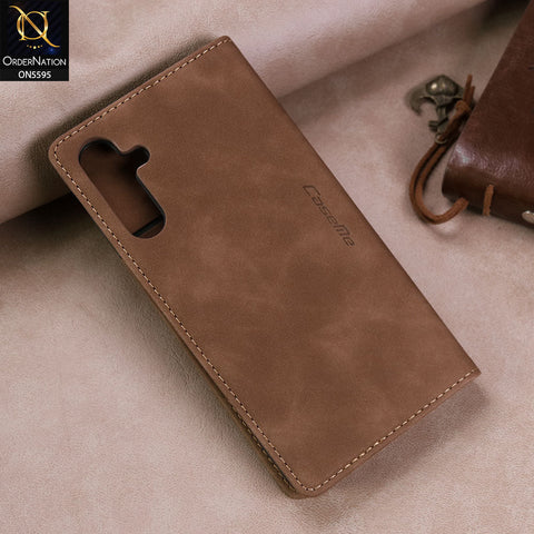 Samsung Galaxy A15 4G Cover - Brown -  CaseMe Premium High Quality Wallet Magnetic Suede Leather Case