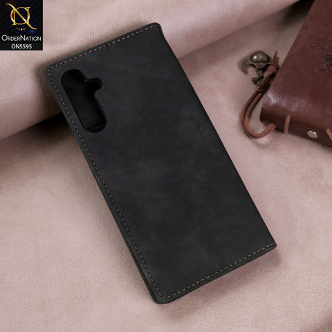 Samsung Galaxy A24 4G Cover - Black -  CaseMe Premium High Quality Wallet Magnetic Suede Leather Case