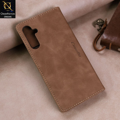 Samsung Galaxy A24 4G Cover - Brown -  CaseMe Premium High Quality Wallet Magnetic Suede Leather Case