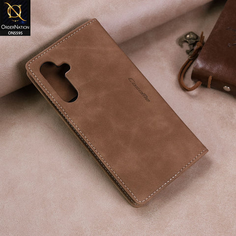 Samsung Galaxy A25 5G Cover - Brown -  CaseMe Premium High Quality Wallet Magnetic Suede Leather Case