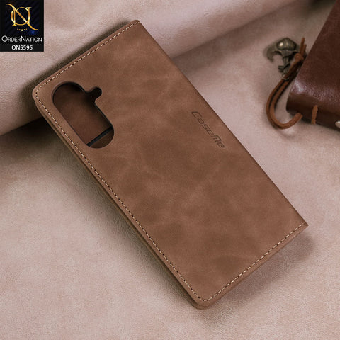 Samsung Galaxy A26 Cover - Brown -  CaseMe Premium High Quality Wallet Magnetic Suede Leather Case