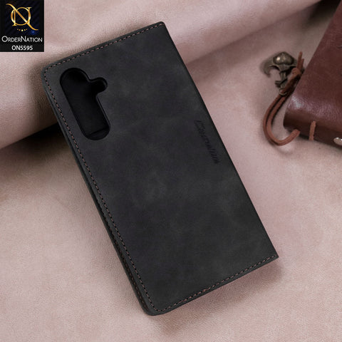 Samsung Galaxy A34 5G Cover - Black -  CaseMe Premium High Quality Wallet Magnetic Suede Leather Case